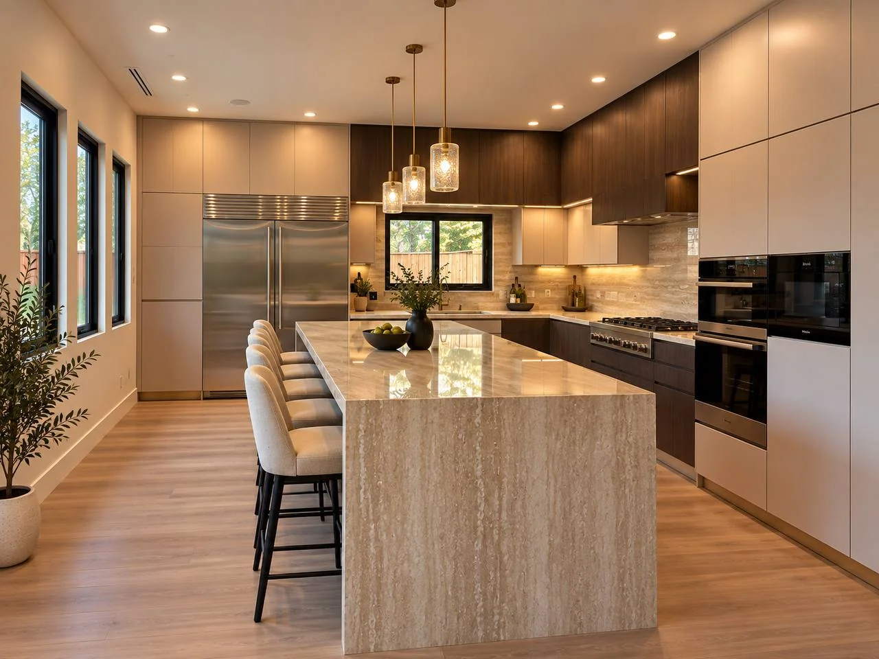 Kitchen island pendant lights with under-cabinet lighting